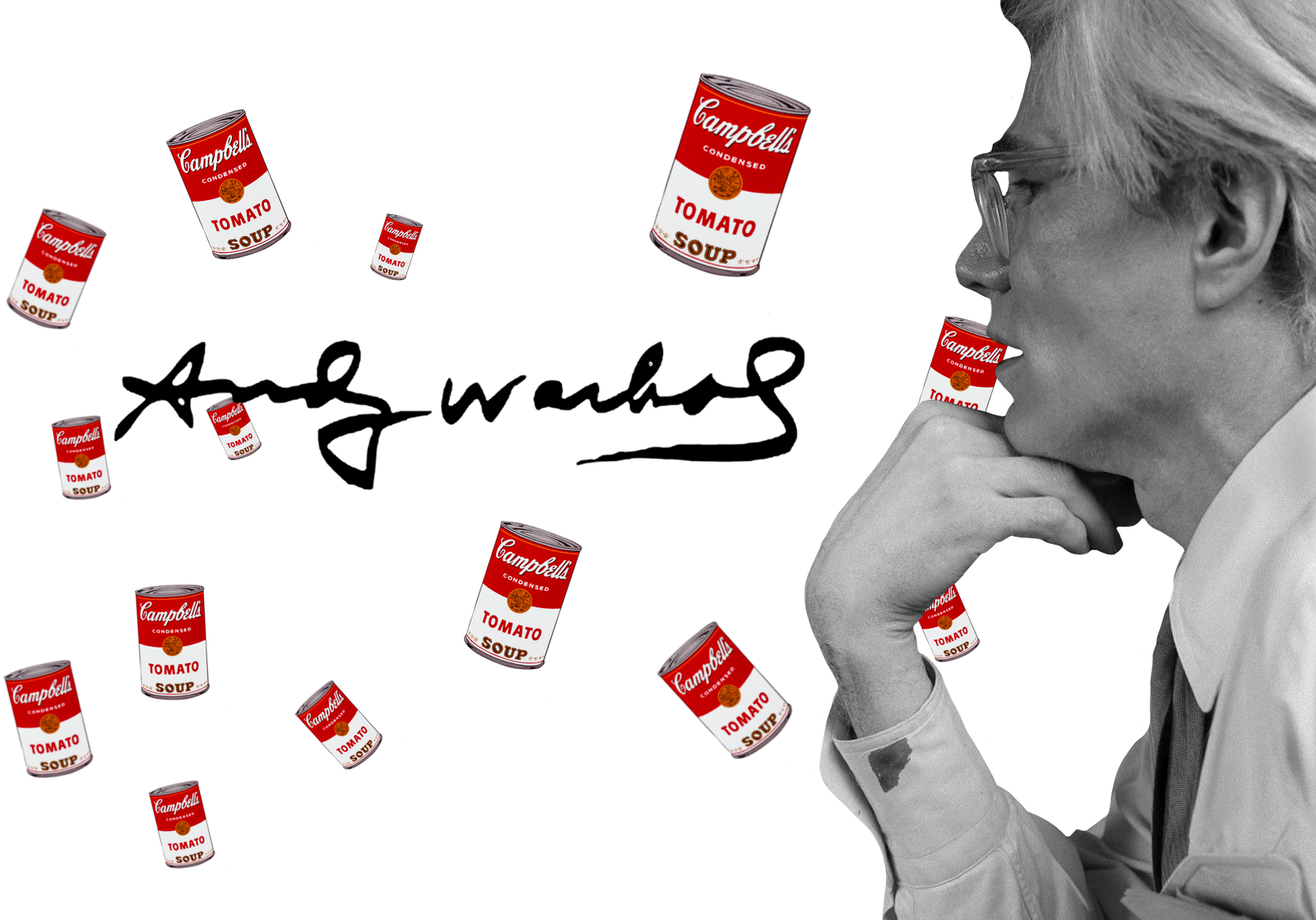 Andy Warhol banner with campbells soup